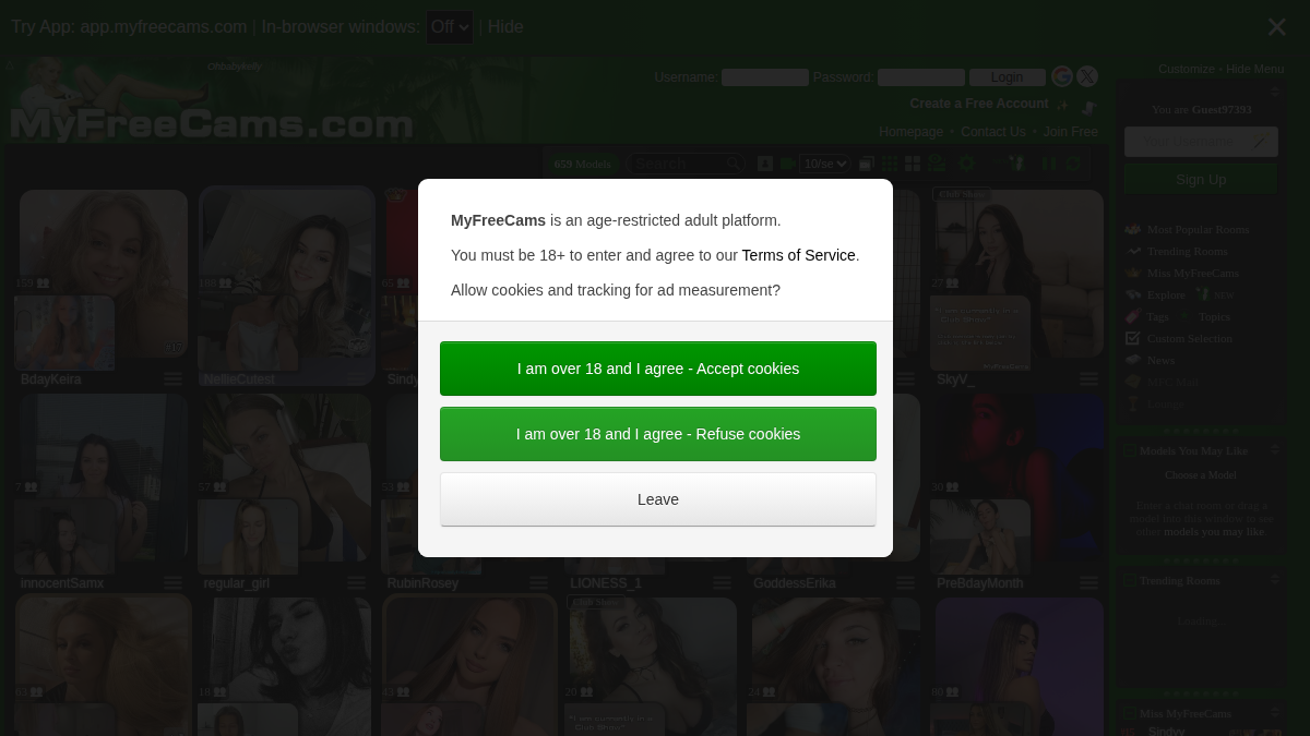 MyFreeCams · Forhåndsvisning af