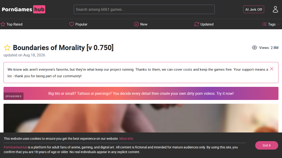 PornGamesHub · Forhåndsvisning af